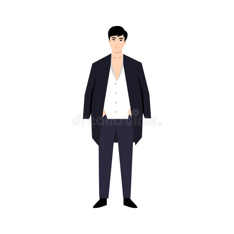 Asian Mafia Man Cartoon Character. Flat Vector Stock Illustration ...