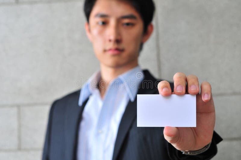 Asian Man with Blank Namecard 16