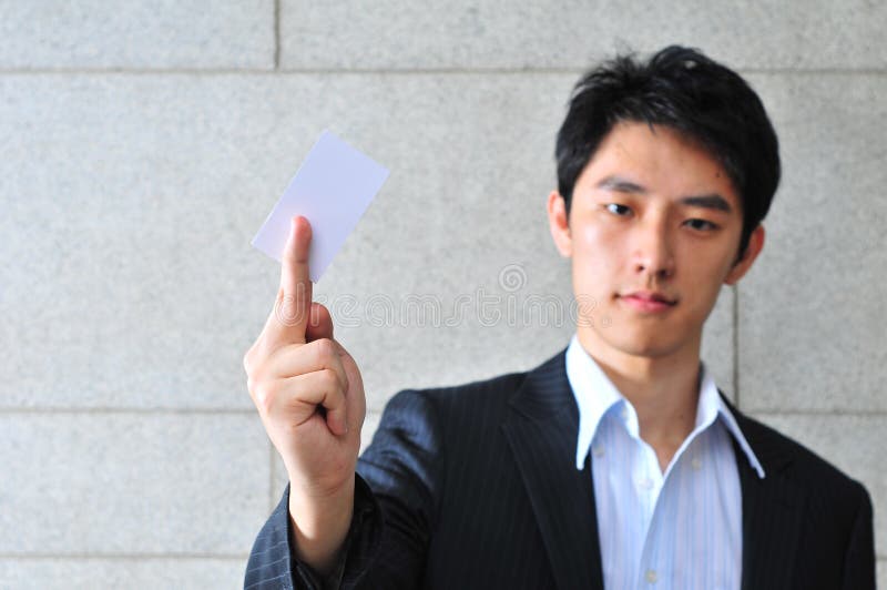 Asian Man with Blank Namecard 22
