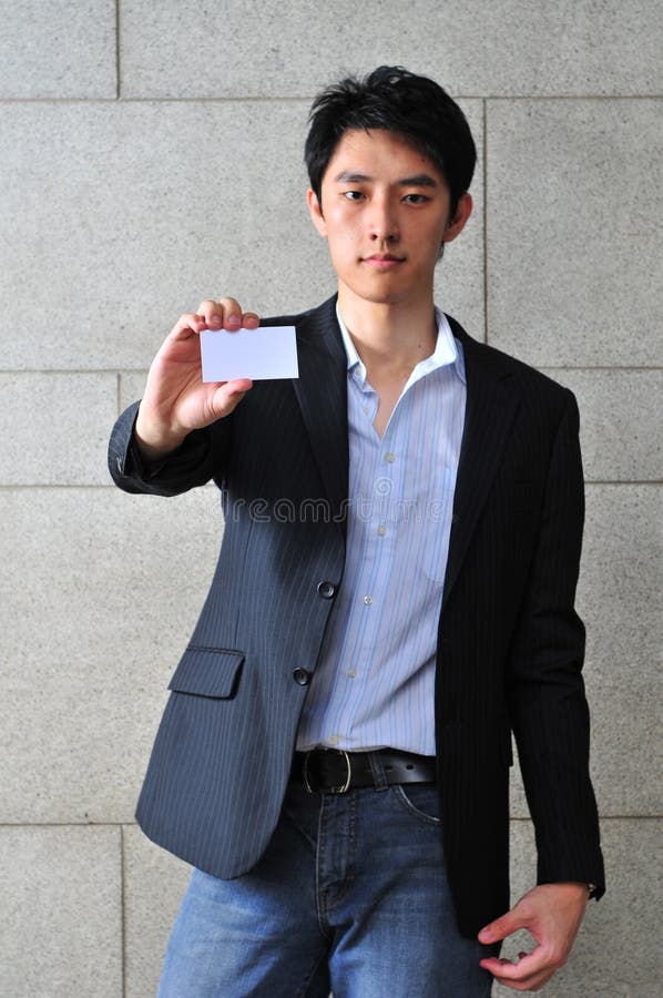 Asian Man with Blank Namecard 5