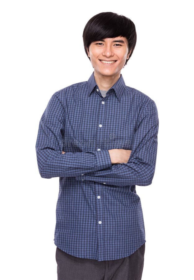 Asian man cross arm