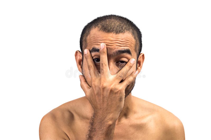 Asian Man Pulling His Mouth Widely by Hand Stock Photo Image of mouth
