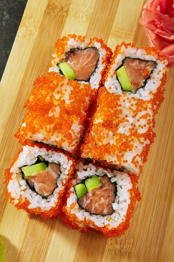 California Roll With Masago Stock Image - Image of dinner, california ...