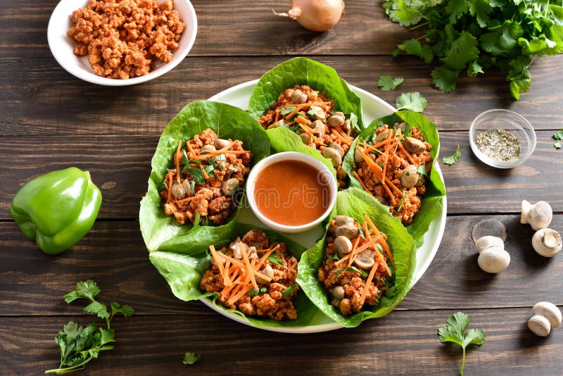 Asian Minced Meat Lettuce Wraps Stock Image Image of brunch, leaves