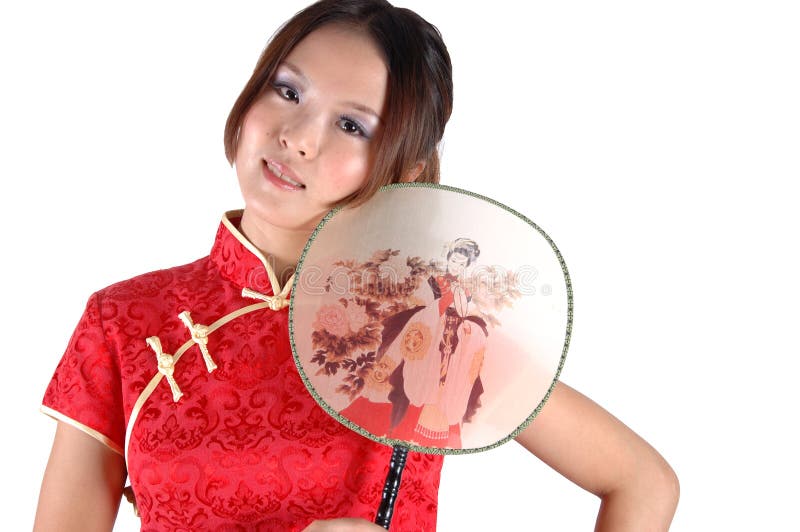 Asian model with fan