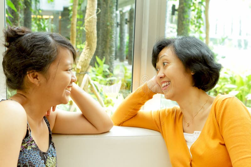 Asian mother and daughter closeness