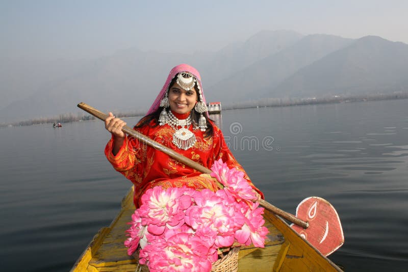 Asian Native Girl rowing a Boat