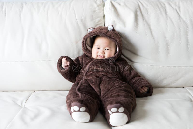 Asian Newborn Baby Wearing Bear Suit Stock Photo Image of child, beautiful 71515586
