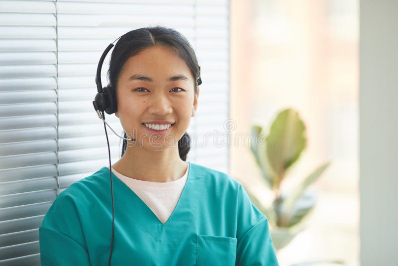 Asian operator in call center royalty free stock images