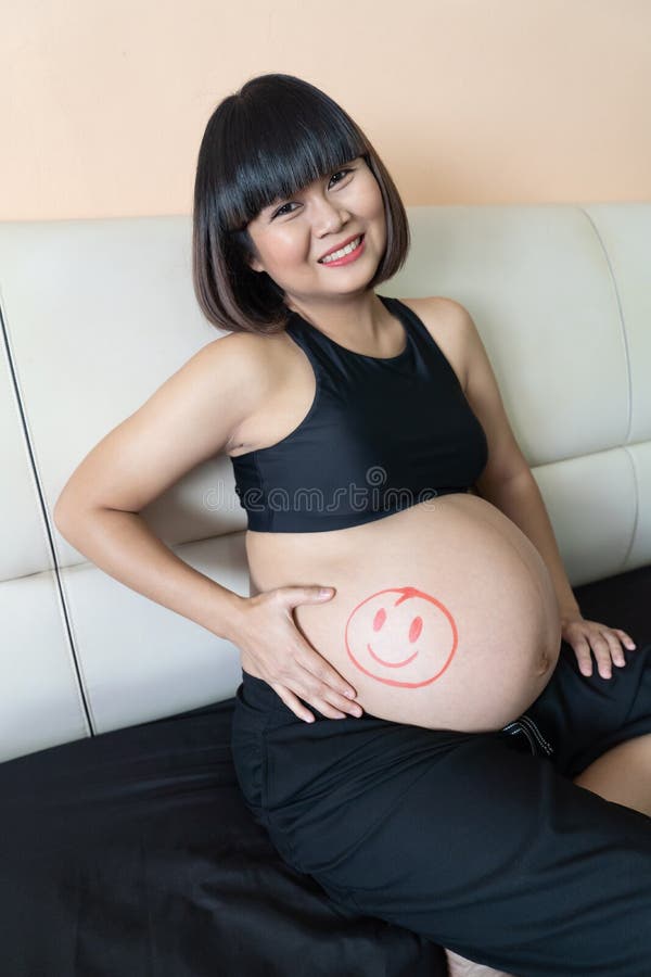 Pregnant girl with huge belly