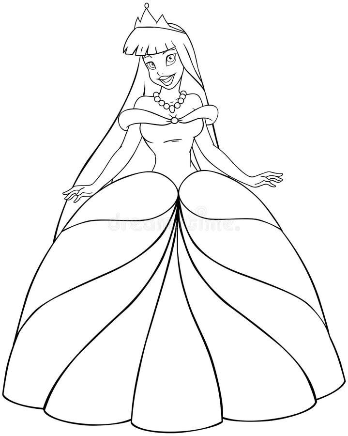 Asian Princess Coloring Page Stock Vector - Illustration of character