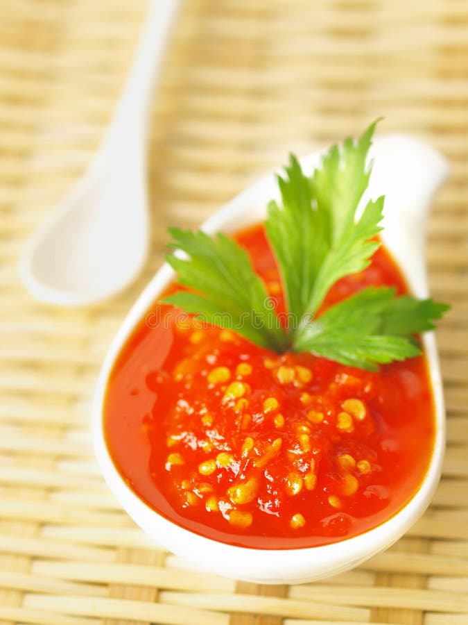 Asian red chili sauce stock photo. Image of grounded 15383730