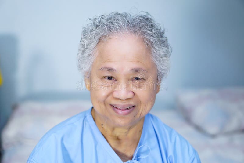 Asian Senior Or Elderly Old Lady Woman Patient Smile Bright Face While