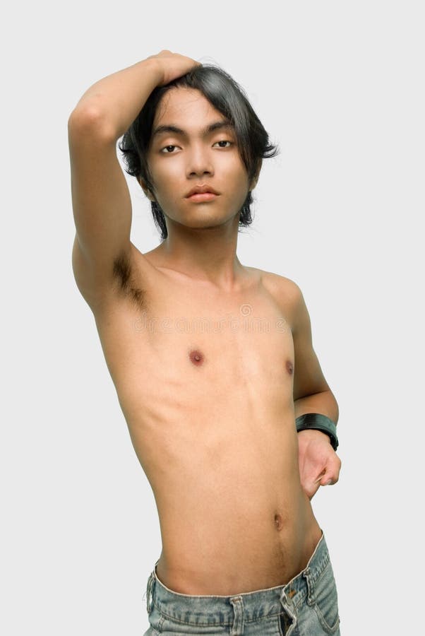 Asian shirtless teen glamor pose