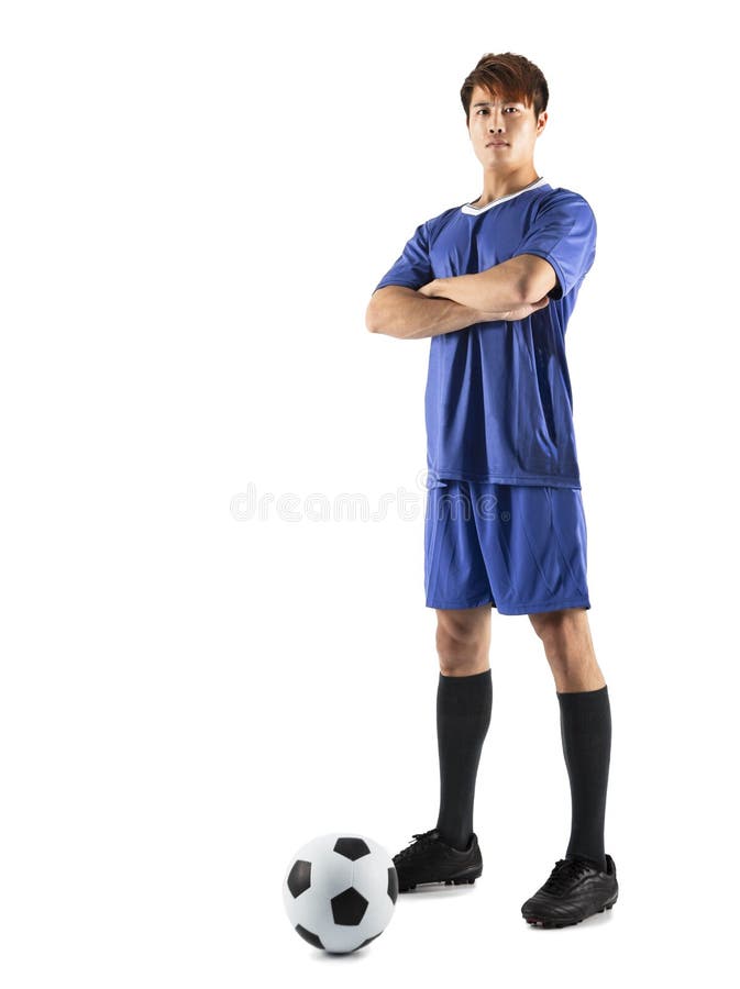 soccer football player young man standing stock photo soccer football player young man standing stock photo