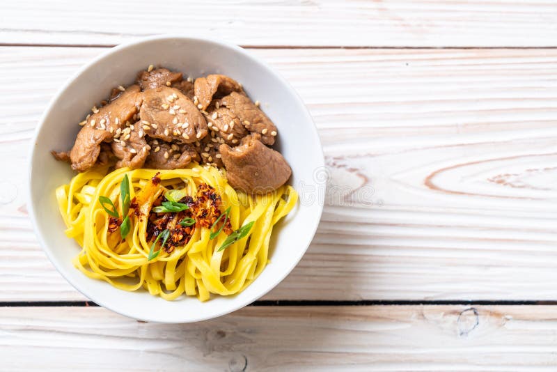 Asian Stir-fried Noodle with Pork Stock Photo - Image of chinese