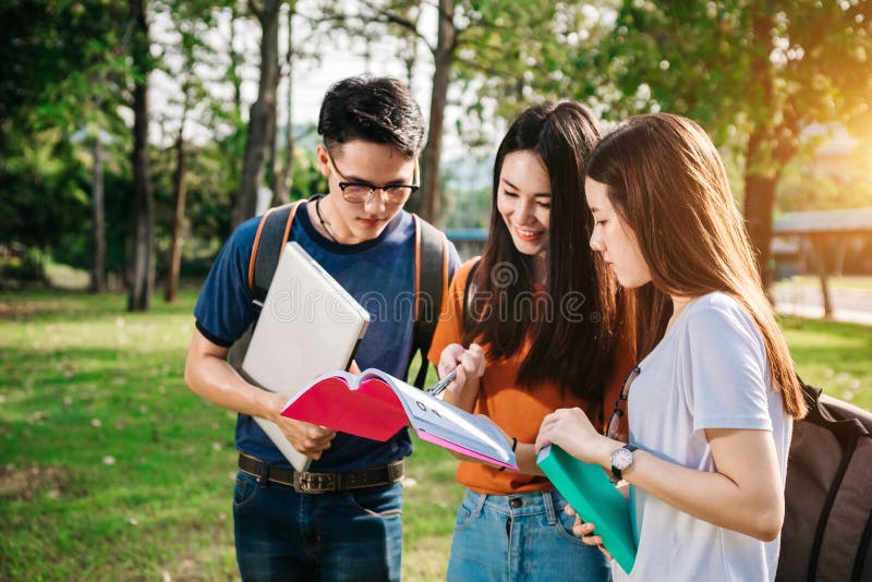 Asian student in the park stock images Asian student in the park stock images