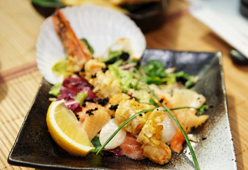 Asian style seafood dish stock image. Image of japanese 25129215