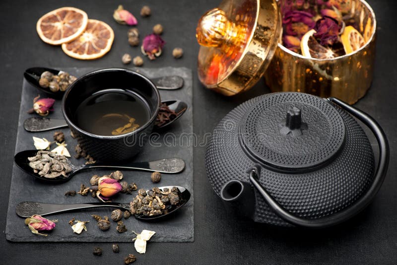 Asian tea set Green tea stock photo. Image of closeup 65433340
