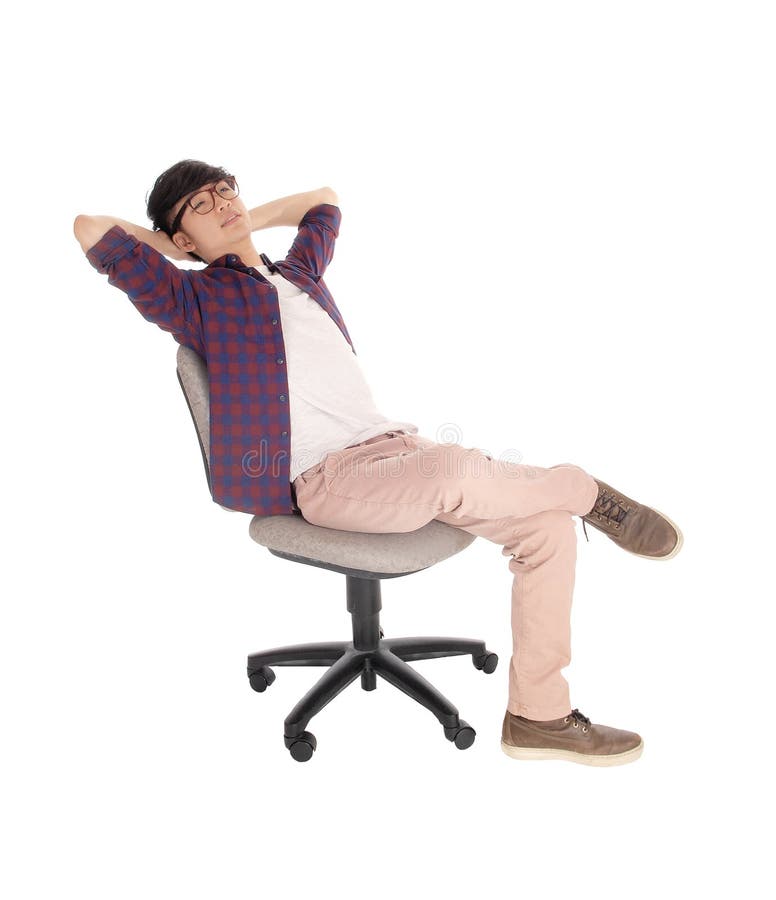 Asian teenager relaxing on chair.