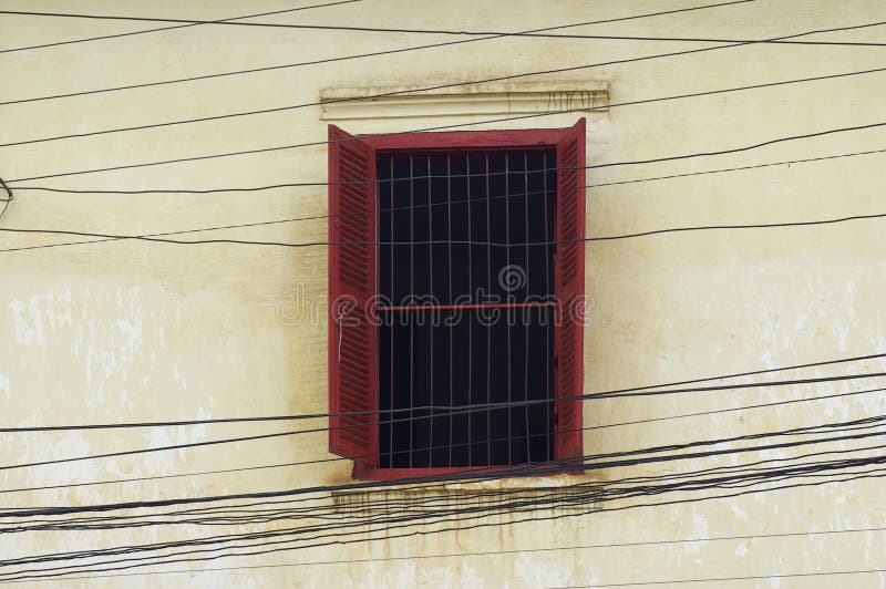 Asian Vintage window on cement wall fotografia de stock royalty free
