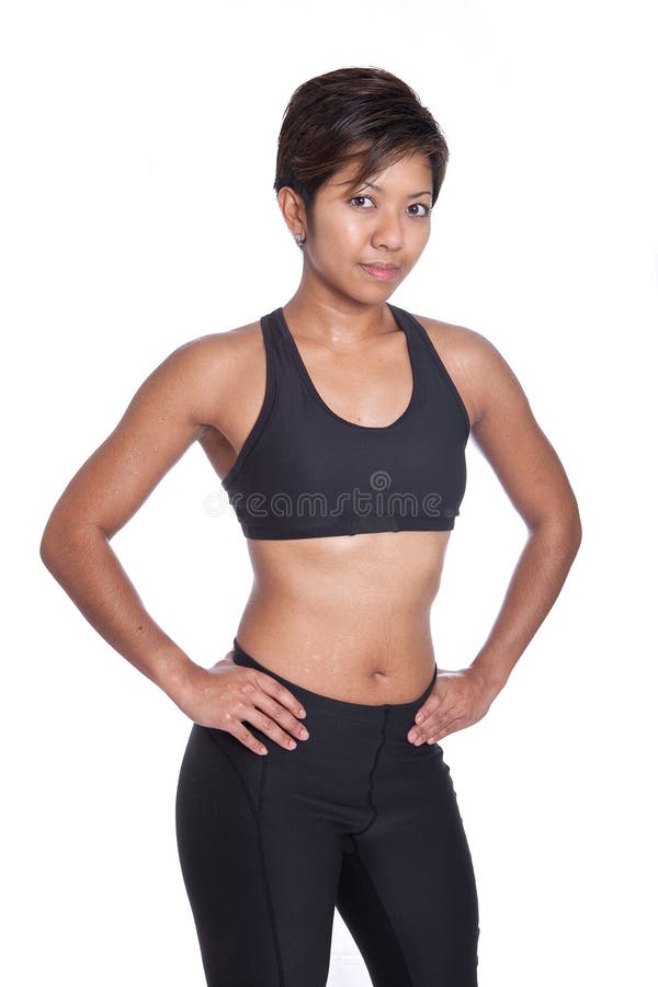 African American Woman in Exercise Outfit. Stock Photo - Image of