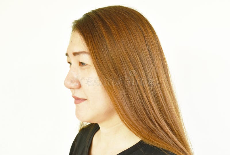 Asian woman face portrait on white background royalty free stock image