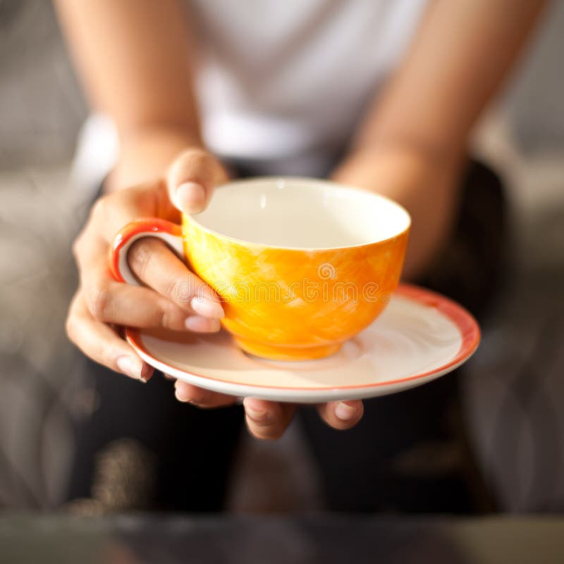 Asian woman relaxing hot coffee. royalty free stock image Asian woman relaxing hot coffee. royalty free stock image