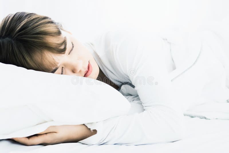 Asian Woman sleep on Scatter Fake Cloud at - Stock Photo [75595635] -  PIXTA