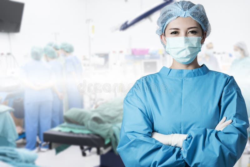 Asian woman surgeon in operation room