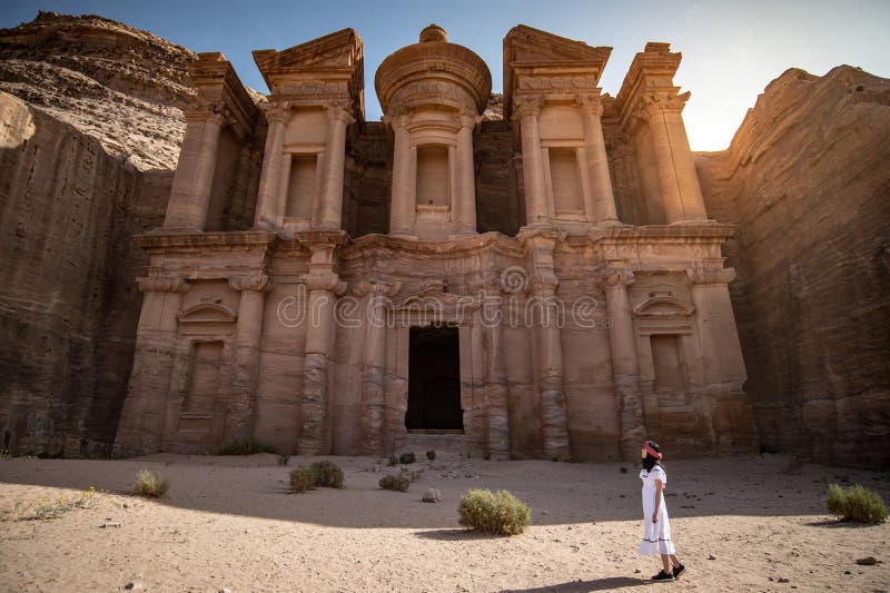 Asian woman tourist in Petra, Jordan