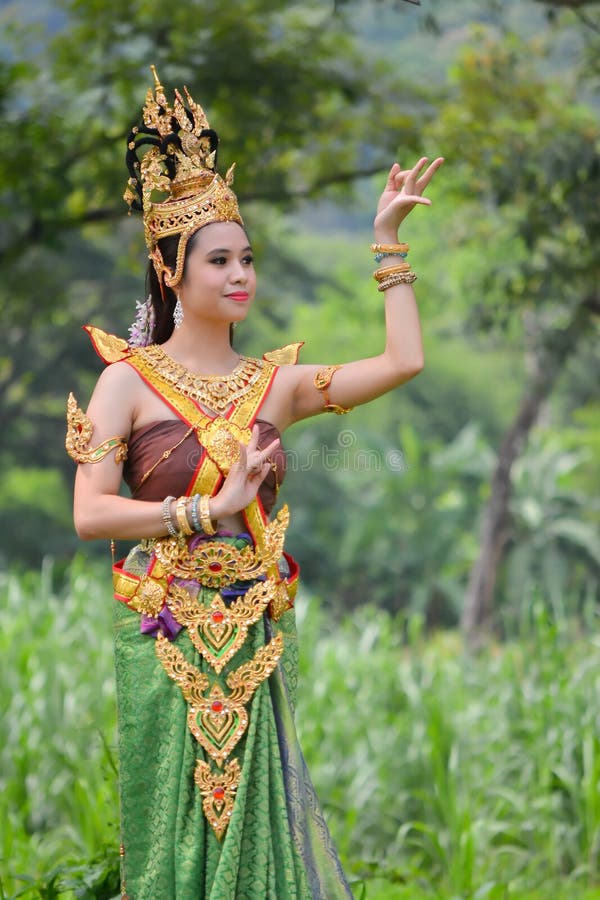 Thai Woman In Traditional Costume Of Thailand Stock Photo 
