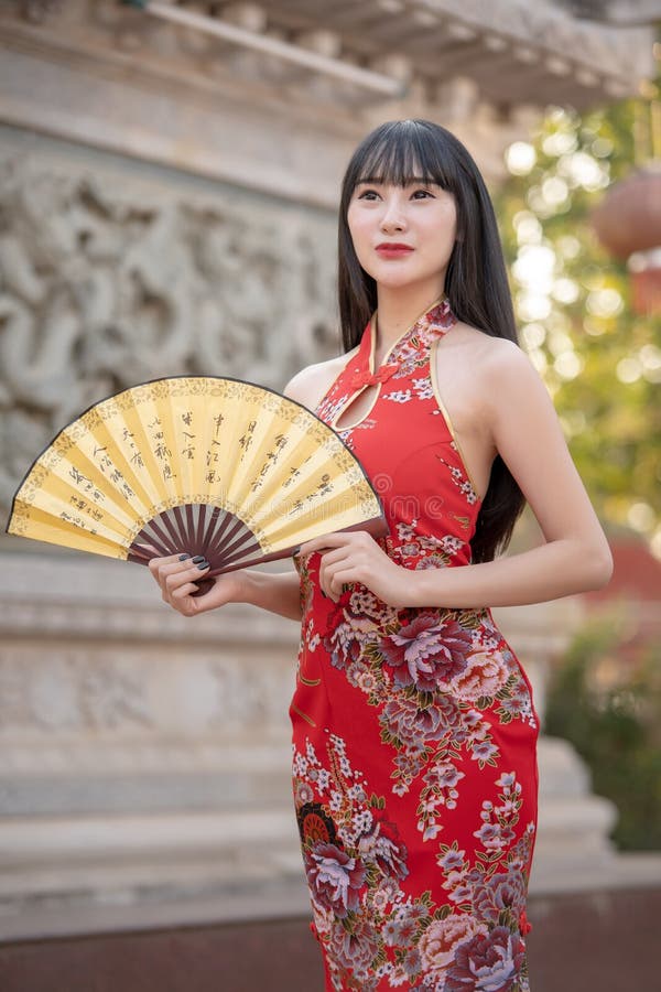 Asian Young Woman in Old Traditional ...