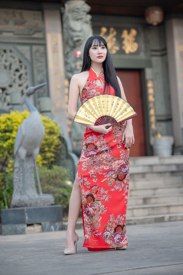 Asian Young Woman in Old Traditional ...