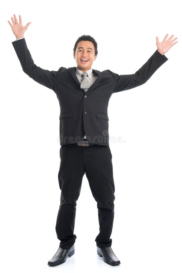 Asiatisches Geschäftsmannspringen lizenzfreies stockbild Asiatisches Geschäftsmannspringen lizenzfreies stockbild