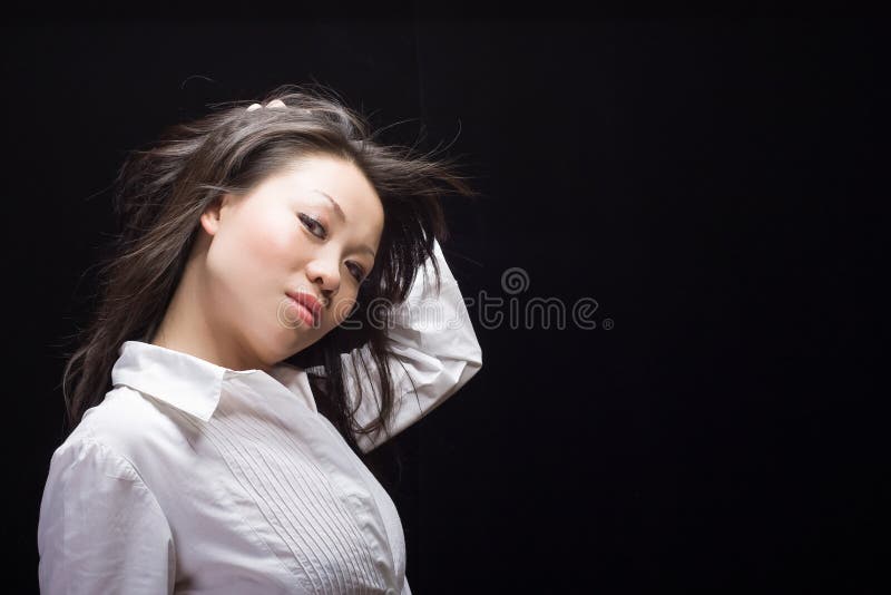 Asiatisk skönhetblackwhite fotografering för bildbyråer