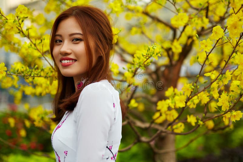 Asiatisk skönhetkvinna i traditionella Vietnam kläder Asien kultur fotografering för bildbyråer Asiatisk skönhetkvinna i traditionella Vietnam kläder Asien kultur fotografering för bildbyråer