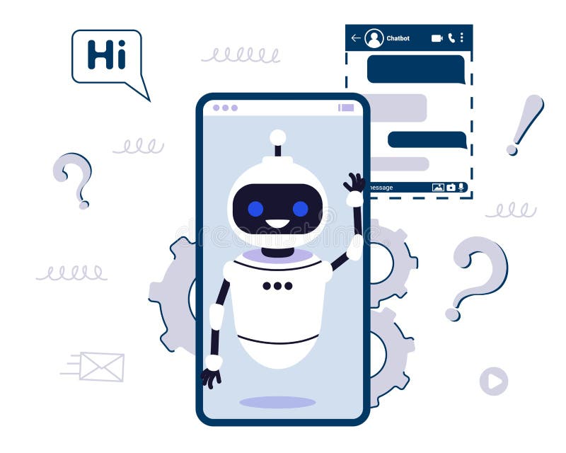 Asistente de robots de chatbot ai para la correspondencia del usuario libre illustration
