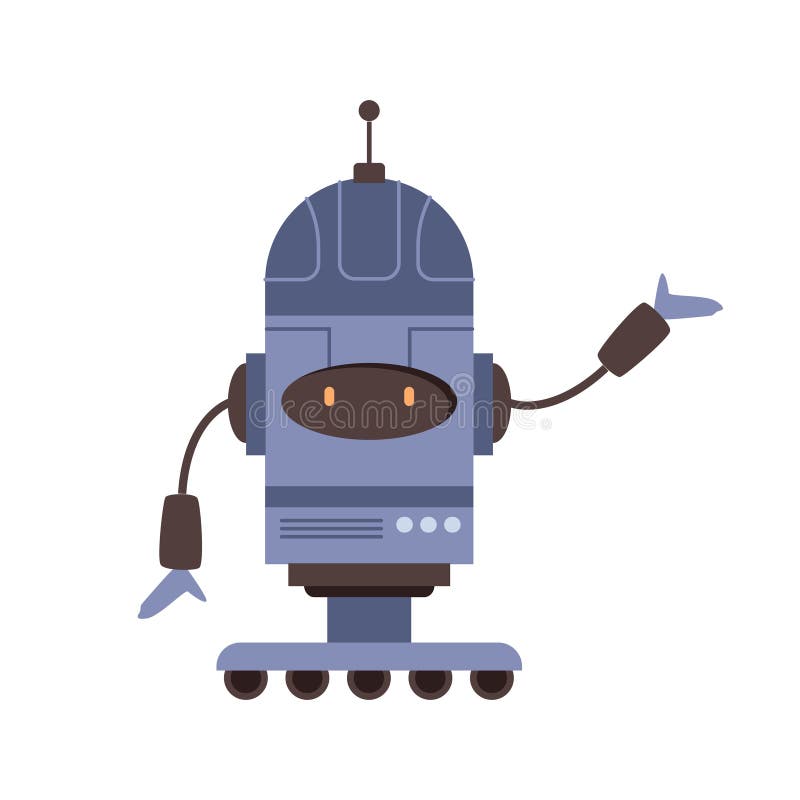 Asistente de robots retro o futurista con manos ilustración del vector