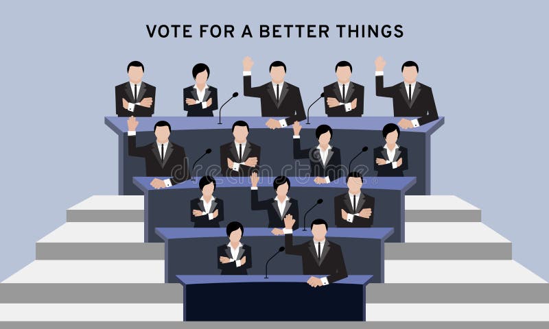 Asistentes o gente autorizada en mano del traje encima del brazo de arriba y cruzado para el voto de la elección y de la mano en ilustración del vector Asistentes o gente autorizada en mano del traje encima del brazo de arriba y cruzado para el voto de la elección y de la mano en ilustración del vector