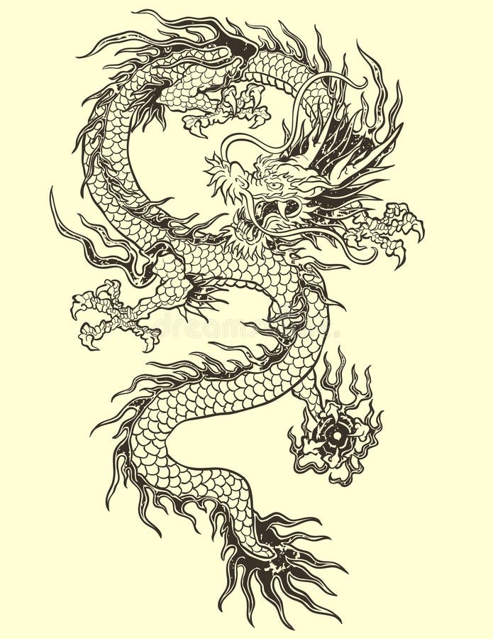 Asiático Dragon Tattoo Illustration
