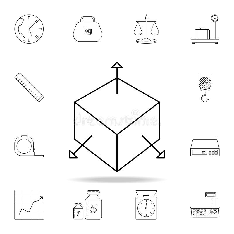 ask 3d med pilsymbolen Detaljerad uppsättning av symboler för mäta instrument Högvärdig grafisk design En av samlingssymbolerna f royaltyfri illustrationer ask 3d med pilsymbolen Detaljerad uppsättning av symboler för mäta instrument Högvärdig grafisk design En av samlingssymbolerna f royaltyfri illustrationer