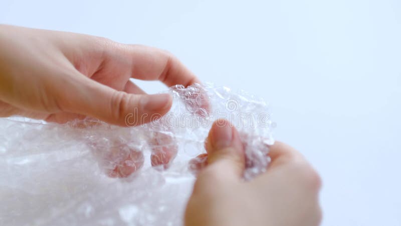 ASMR, Woman Presses Plastic Bubble Wrap As a Stress Relief. Popping