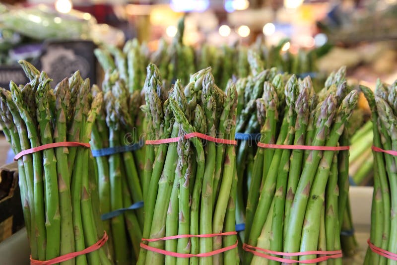Asparagus Bunches In A Farmers Market Stock Photo Image of health