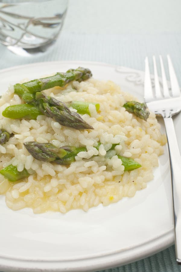 Asparagus risotto plate stock photo. Image of italian 26741282