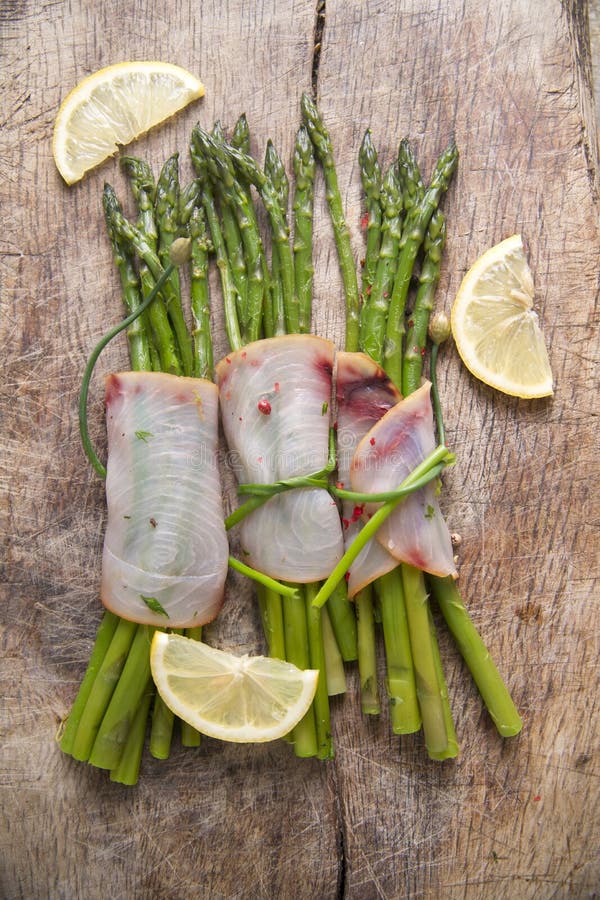 Asparagus with swordfish stock photo. Image of flat, baked 69847016