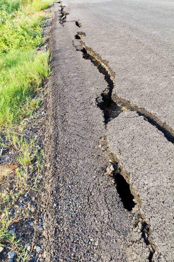 Asphalt road broken