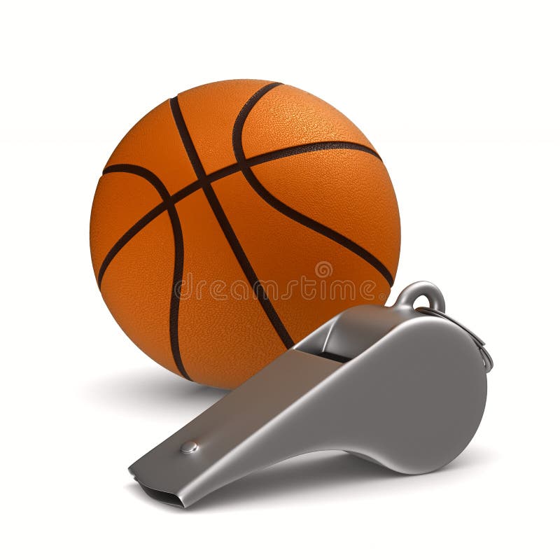Asphaltieren Sie Pfeifen- und Basketballball auf weißem Hintergrund Getrennt vektor abbildung Asphaltieren Sie Pfeifen- und Basketballball auf weißem Hintergrund Getrennt vektor abbildung