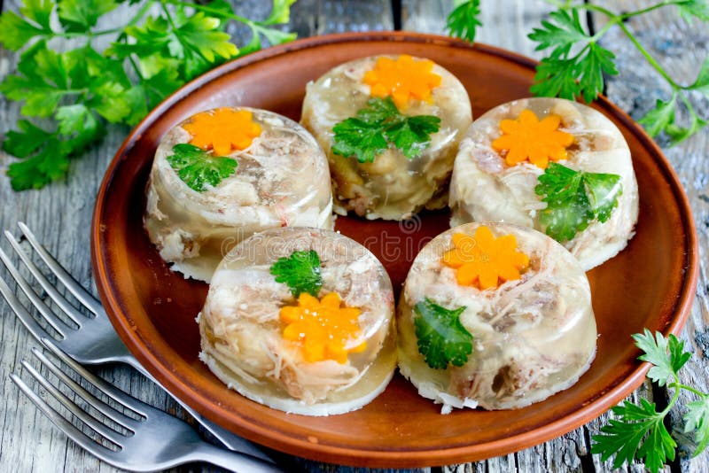 Aspic meat jelly kholodets stock image. Image of appetizer 143643931