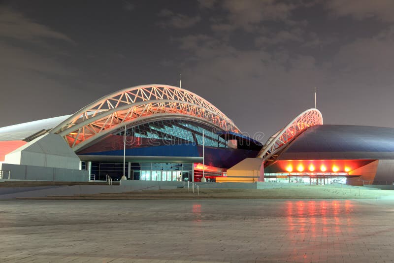 Aspire Dome at night. Doha editorial image. Image of doha - 37215275